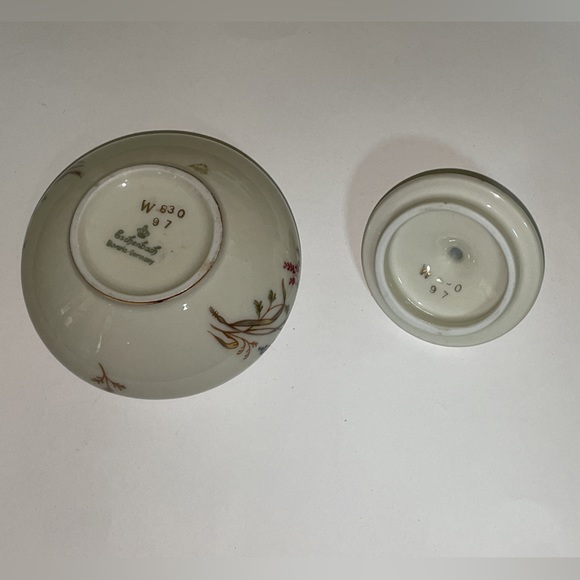 Eschenbach Bavaria Germany Small Trinket Box Lid Flowers Floral Gold Trim - Picture 4 of 12